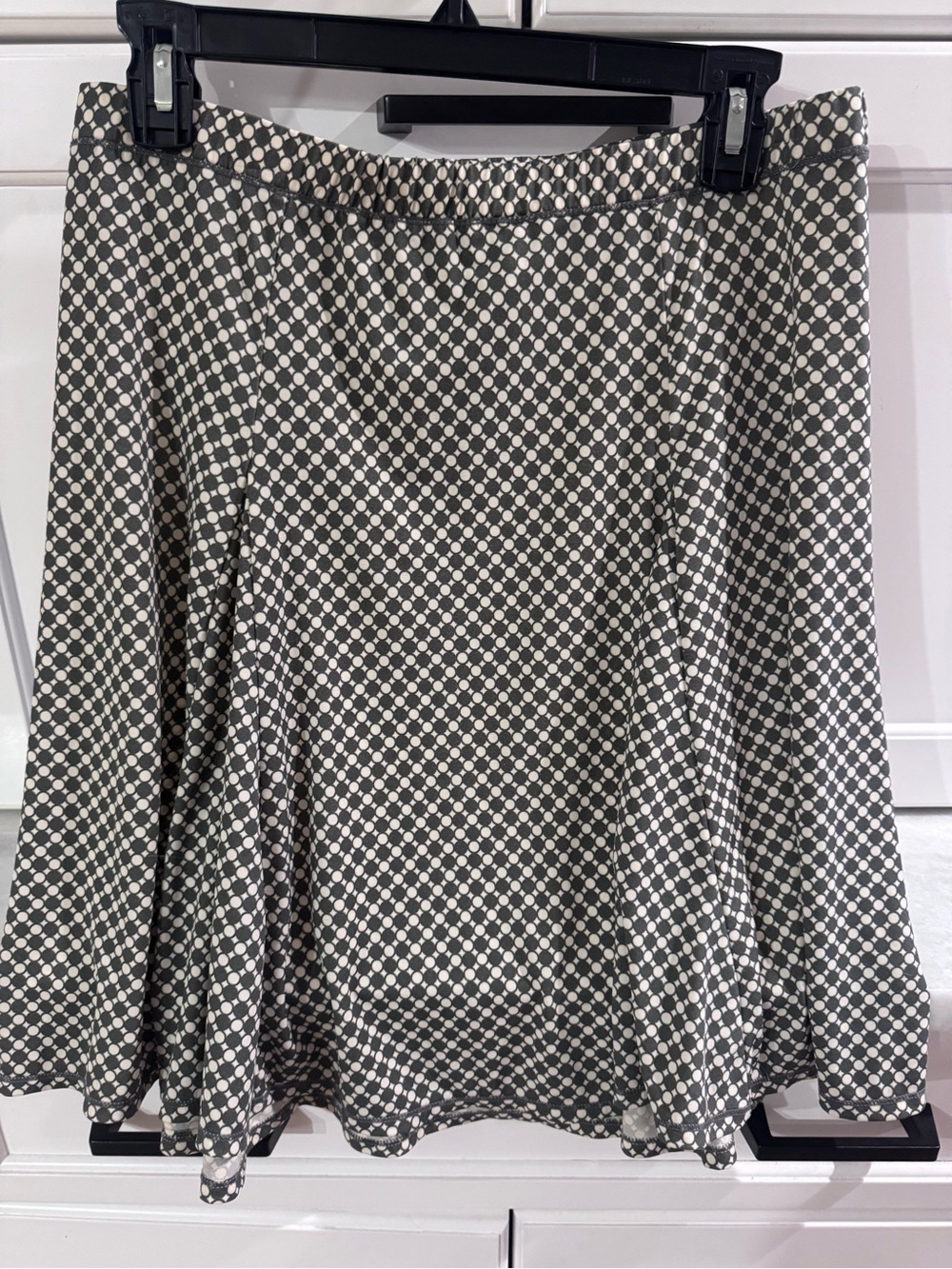 Max Studio gray and White Circle-Print Skater Skirt